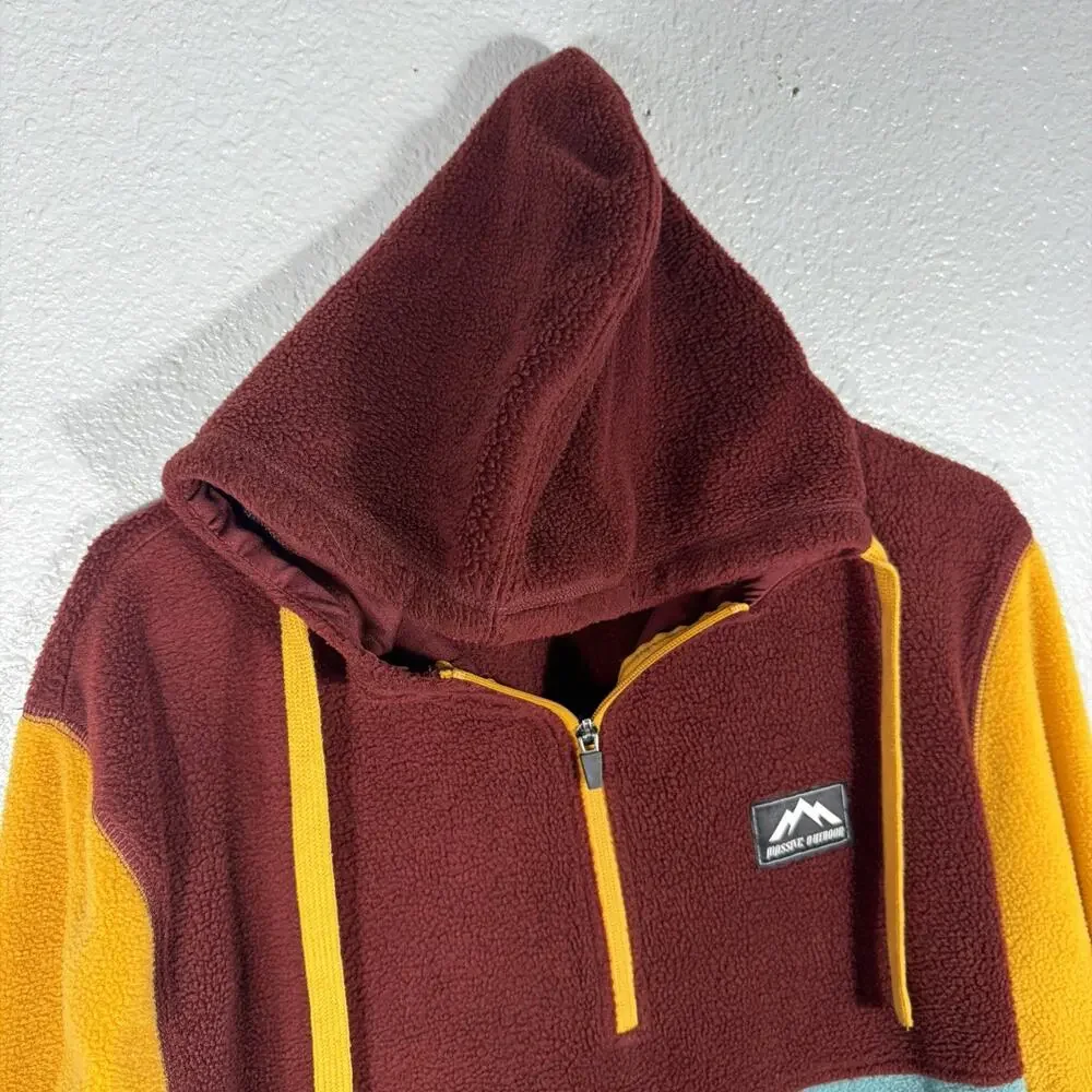 Massive Outdoor Colorblock Fleece Hooded Pullover Mens Size Large
